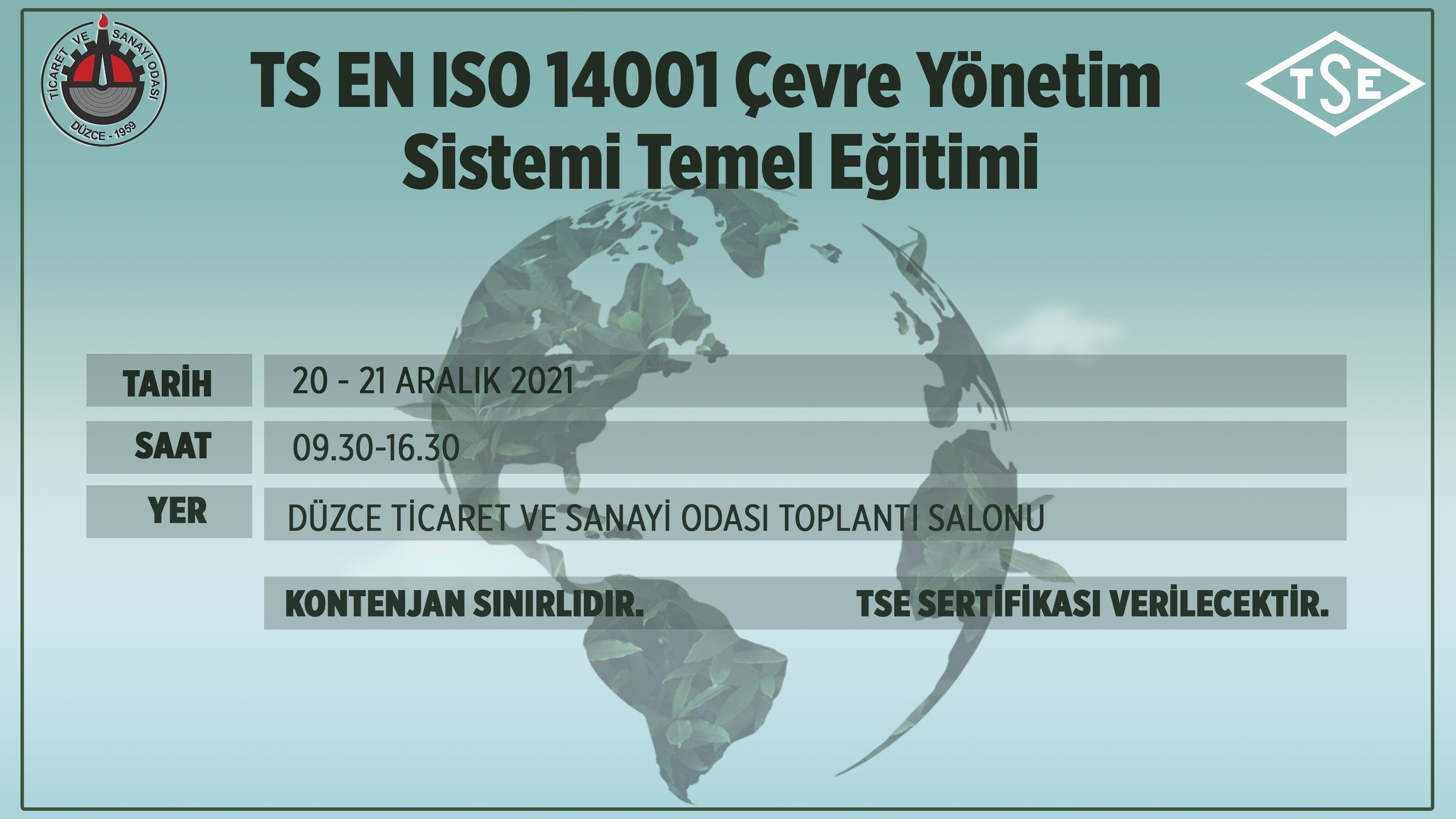 TS EN ISO 14001 Çevre Yönetim Sistemi Temel Eğitimi