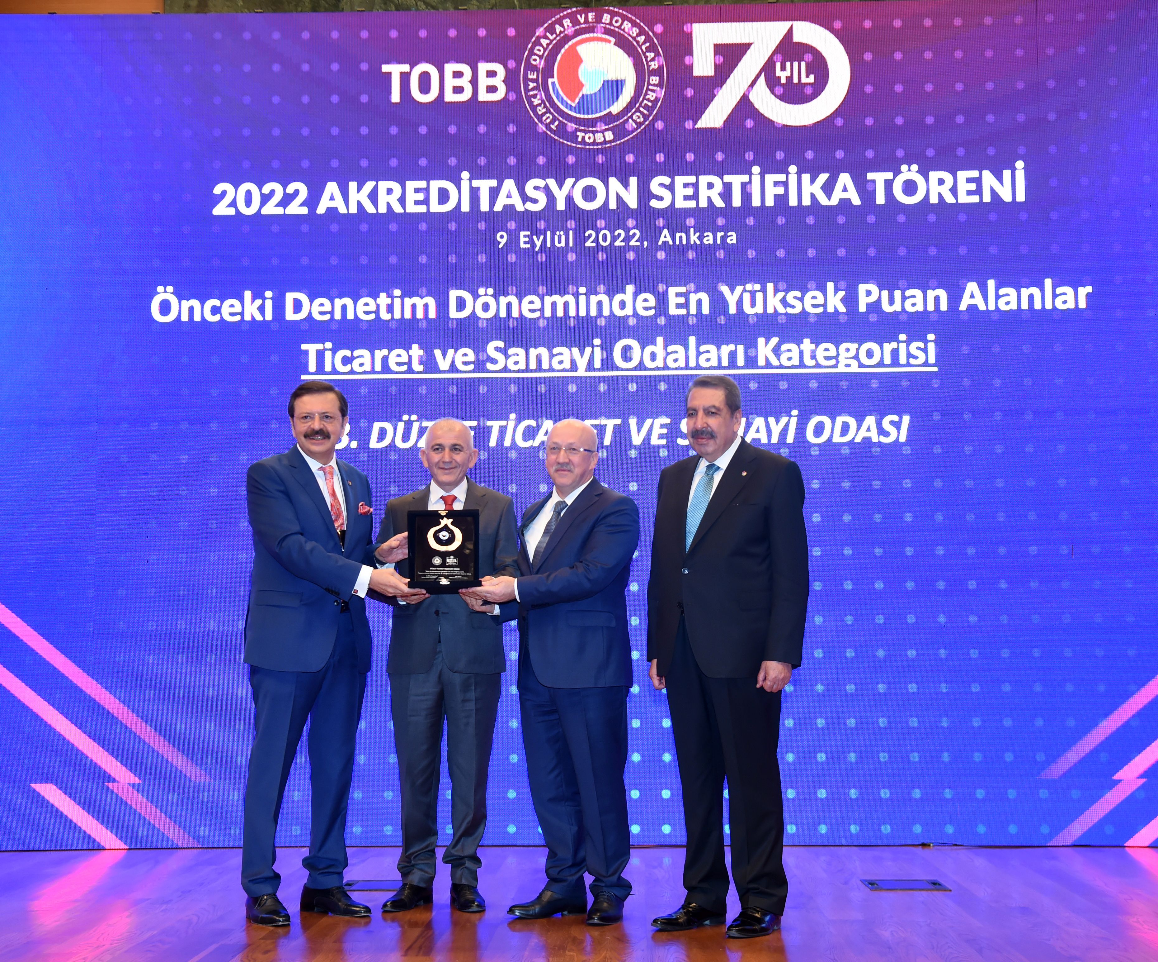 Düzce TSO Akredite Oda Sertifika Töreninde Türkiye Üçüncüsü Oldu
